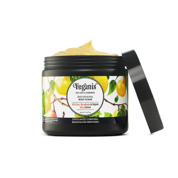 Veganis Exfoliante Corporal Renovación Profunda Pera Silvestre & Macadamia con extracto Orgánico de Oliva 500ml