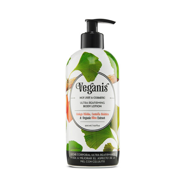 Veganis Leche Corporal Ultra Reafirmante con Ginkgo Biloba, Centella Asiática y Extracto Orgánico de Oliva 500ml